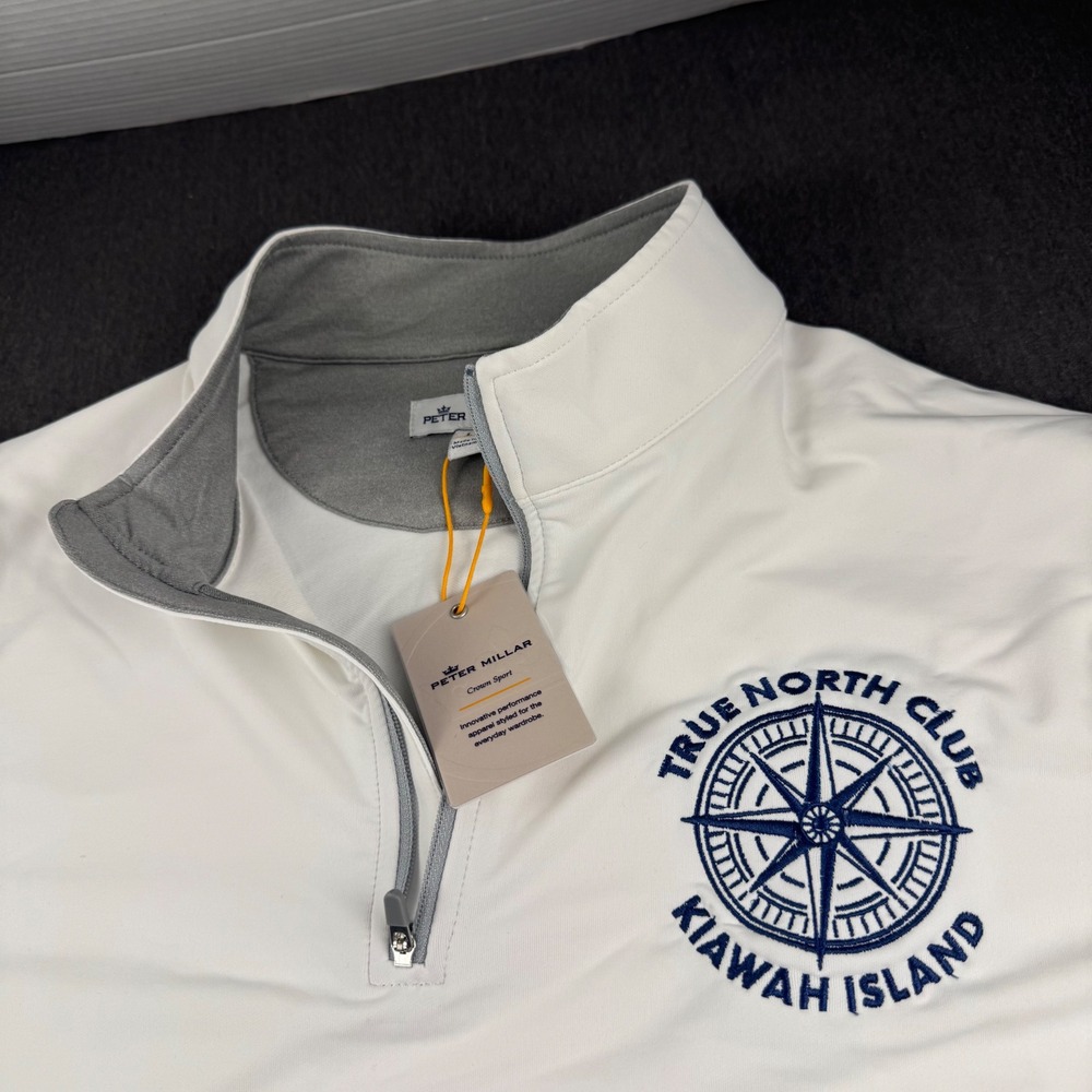 Peter Millar Crown Sport White True North Club Kiawah Island 1/4 Zip ME0EK40 L